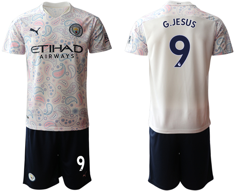 Men 2020-2021 club Manchester City away #9 white Soccer Jerseys->manchester city jersey->Soccer Club Jersey